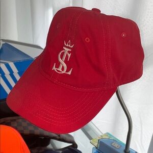 Red Baseball Cap with Embroidered Logo